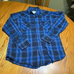 ELY CATTLEMAN Vintage Flannel Button Down Size Large 100% Cotton
